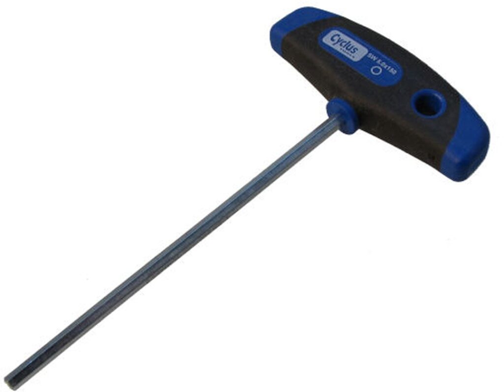 Cyclus inbussleutel T 5mm lengte 150mm Blauw|Zilver|Zwart