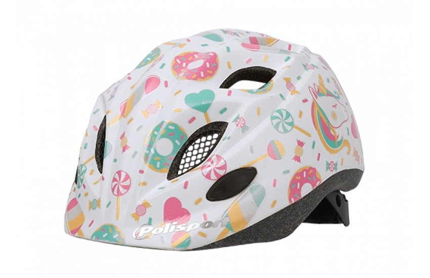 Polisport Fietshelm Kids Premium – XS (48-52cm) – lolipops Wit