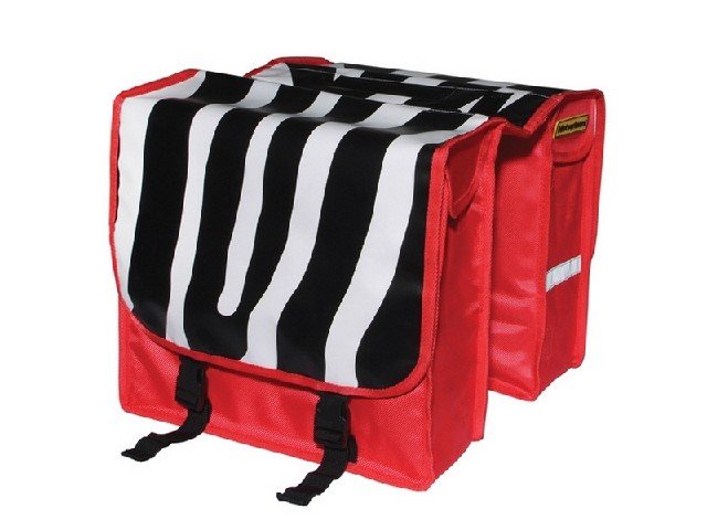 Niet Verkeerd NV dubb tas zebra streep bisonyl Rood/Zwart