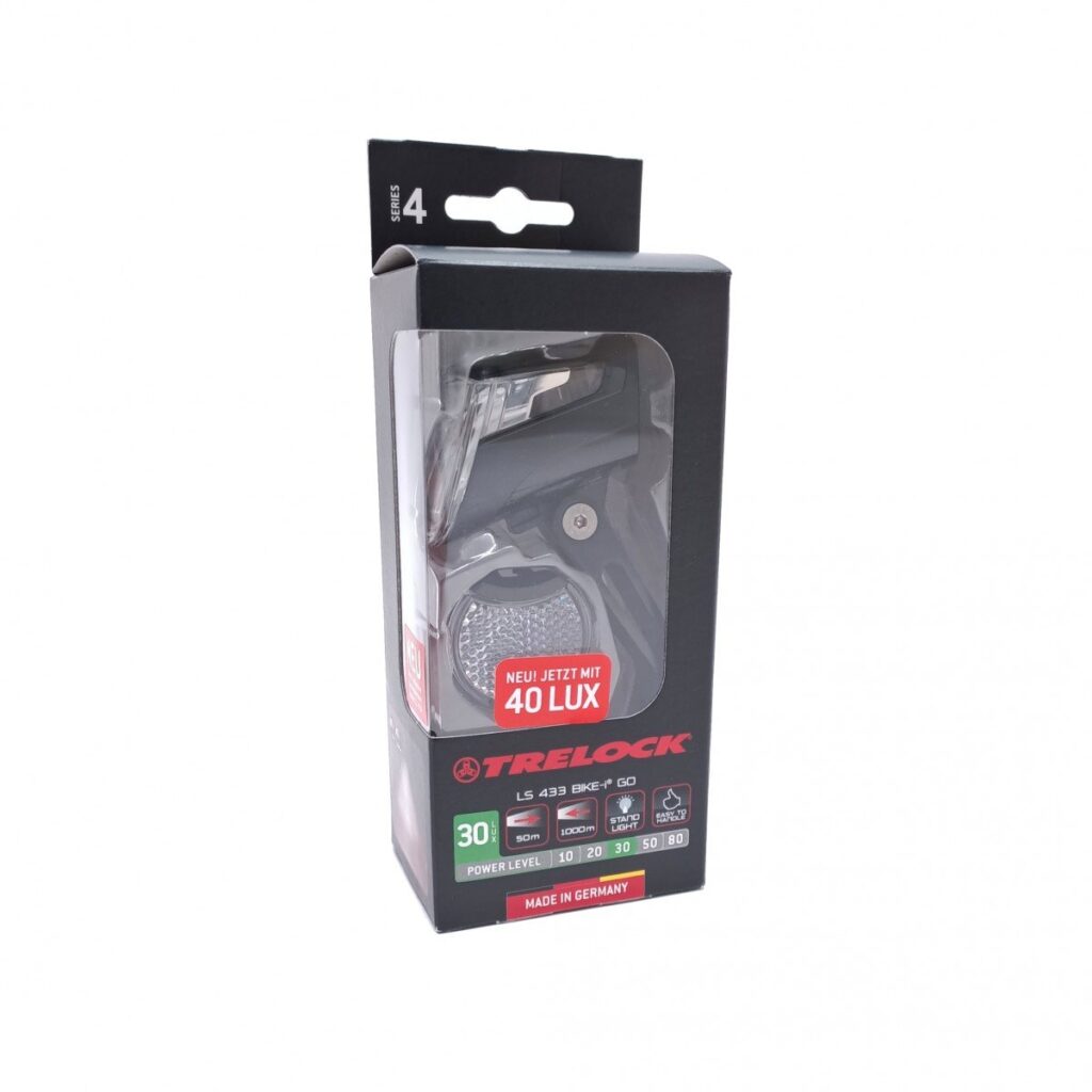 Trelock LED koplamp Bike-i go Presentatieverpakking, 40lux, met Duits keurmerk, zwart