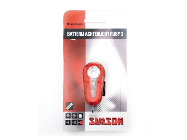Simson achterlicht Ruby 3 batterij zadelpen Zwart