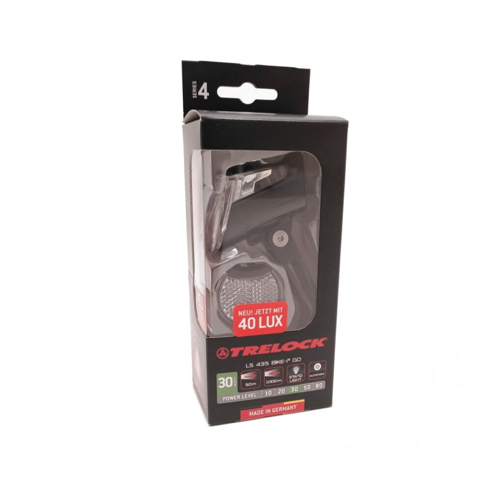 Trelock LED koplamp Bike-i go Presentatieverpakking, 40lux, met Duits keurmerk, zwart