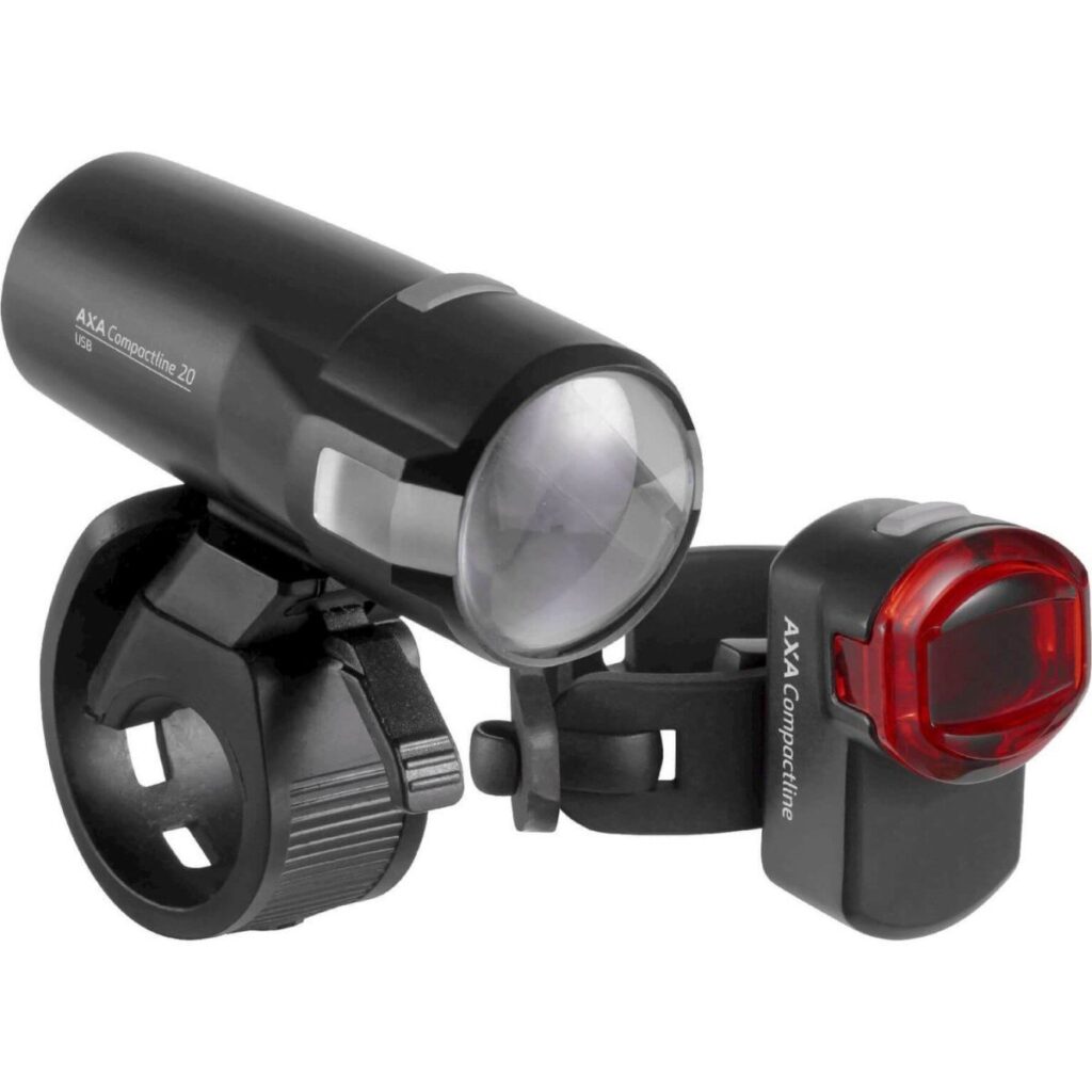 Axa verlichting set Compactline usb 20 lux Zwart