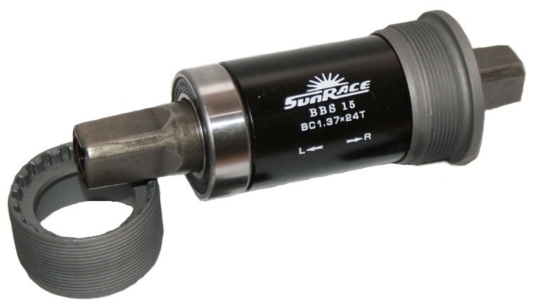 Sunrace trapas 68/116mm BSA staal Zwart/Grijs