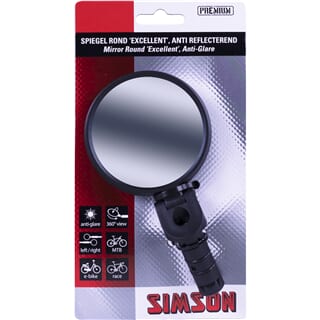 Simson spiegel rond Excellent anti reflecterend Zwart