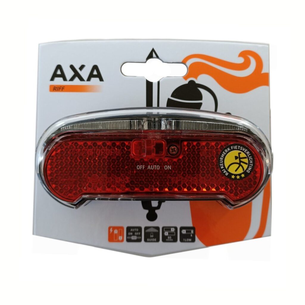 Axa achterlicht Riff steady auto batterij 80mm Rood|Transparant