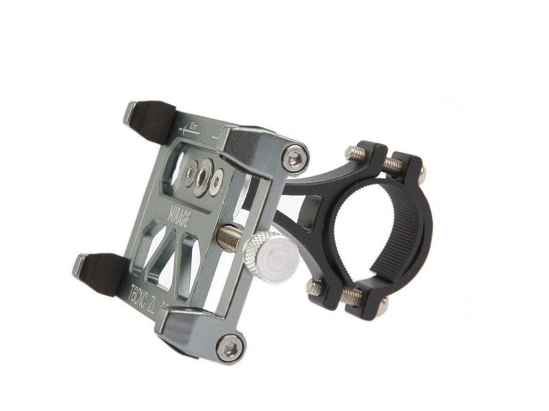 Mirage telefoonhouder alu m/bracket, gun metal ZILVER