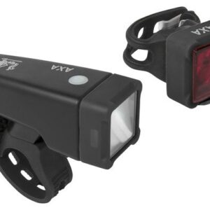 Axa verlichting set Niteline T4R usb Zwart