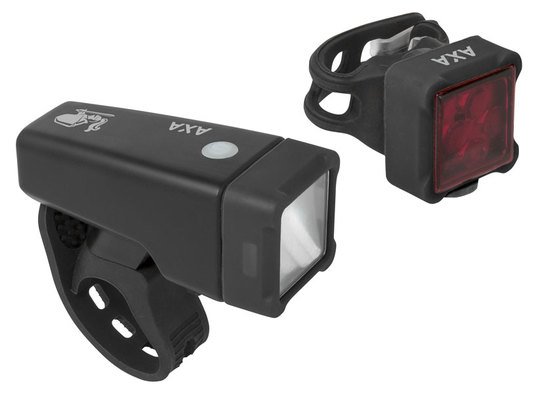 Axa verlichting set Niteline T4R usb Zwart