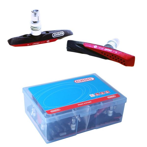 Elvedes remblok V-brake m/inbus 72mm dual comp doo Rood|Zwart