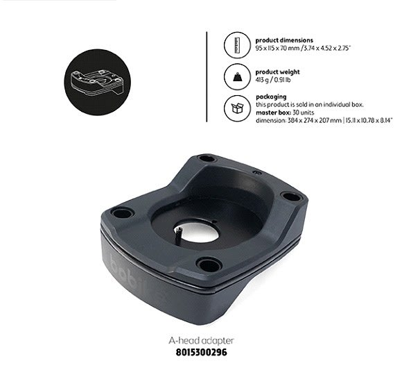 Bobike bevestigingsset / Ahead Plus adapter voorz ZWART