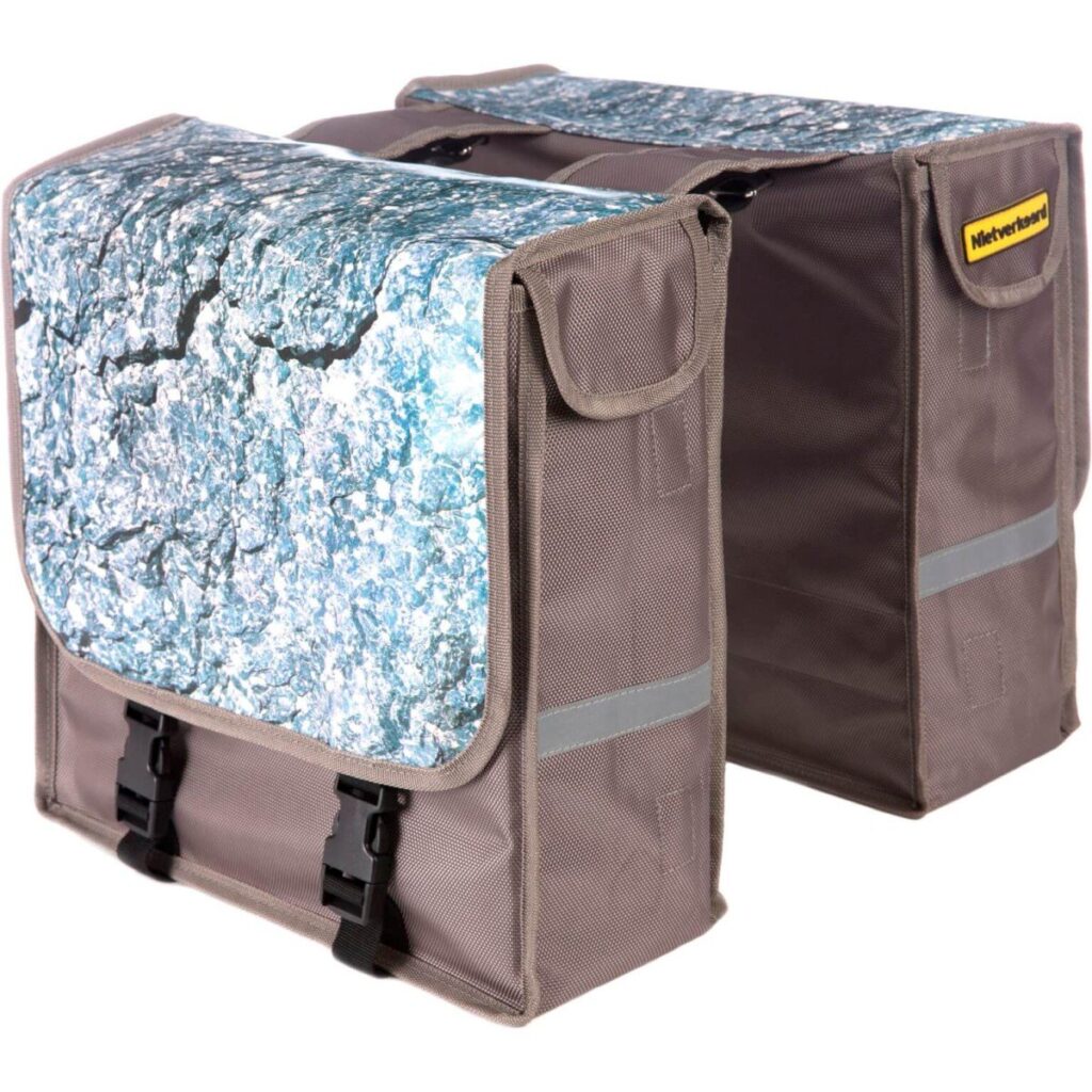 Niet Verkeerd NV dubb tas met steen print Blauw/Grijs