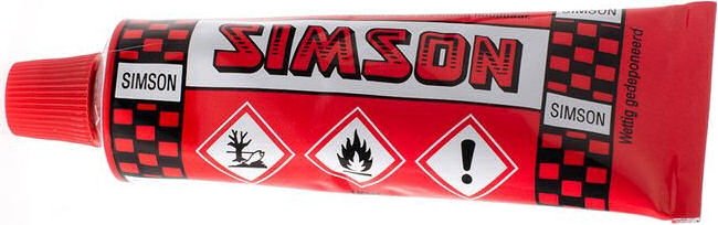 Simson solutie 30ml op kaart Rood|Zwart