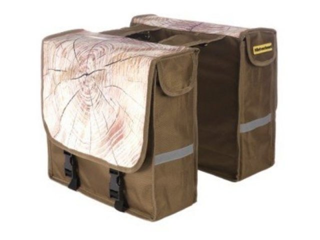 Niet Verkeerd NV dubb tas met hout print Bruin
