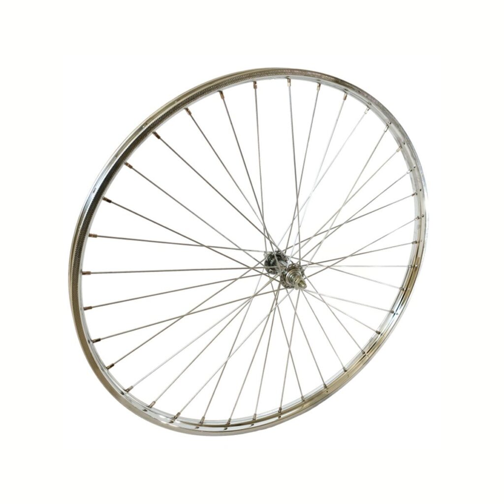 Falkx Voorwiel 28×1 5/8×1 3/8 chromen stalen velg, spaak