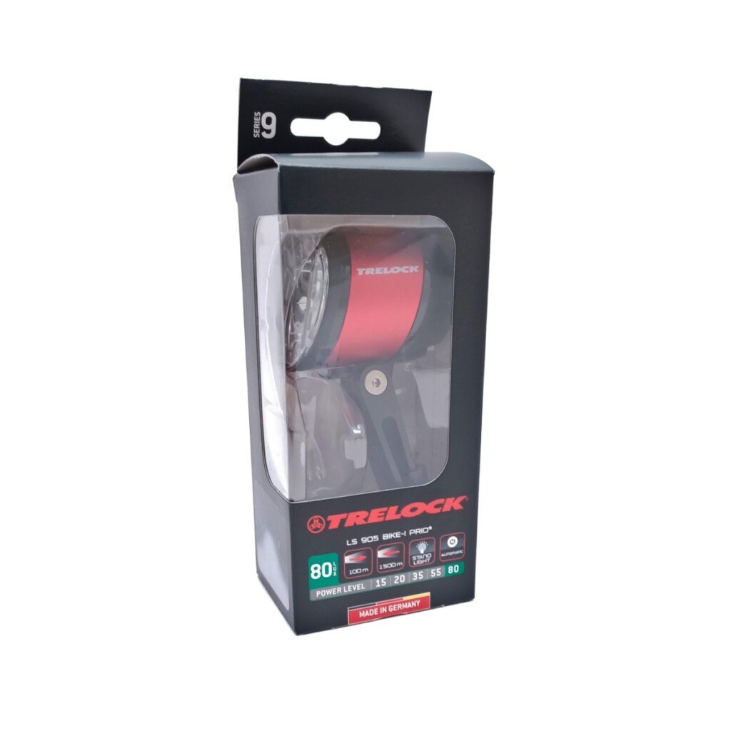 Trelock KOPLAMP BIKE-I PRIO 80LUX ZWART/ROOD