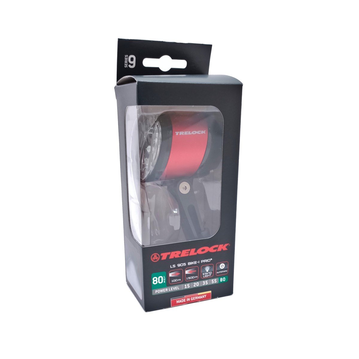 Trelock KOPLAMP BIKE-I PRIO 80LUX ZWART/ROOD