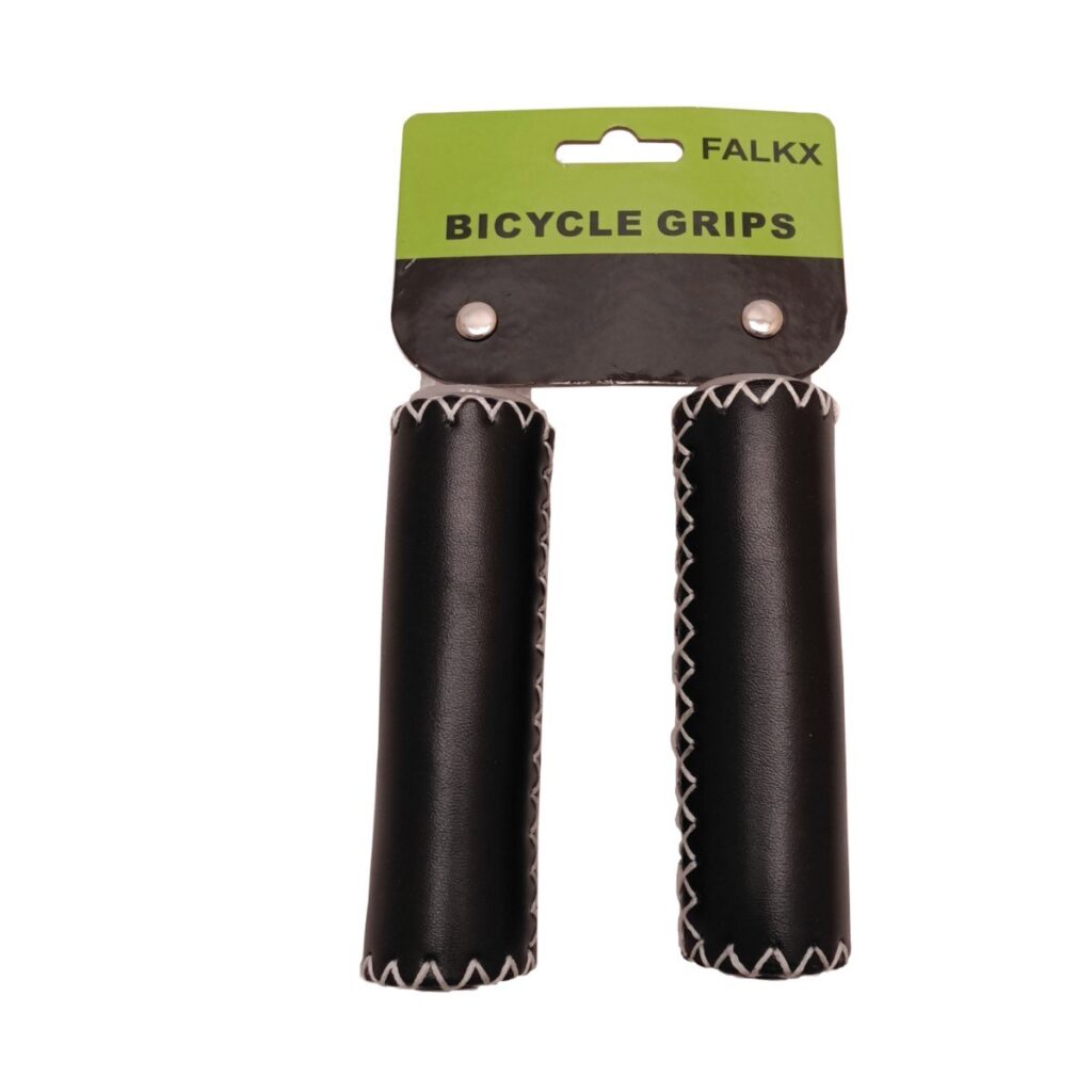 Falkx handvatten leer, zwart. Lengte: 125/125mm