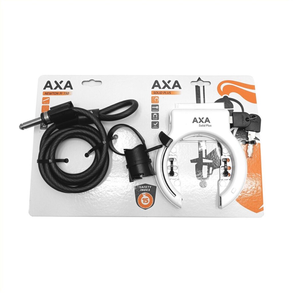 Axa Solid + (wit) en Newton PI 150 insteekkabel (h