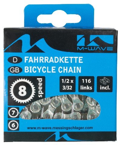 M-wave ketting 6/7/8-speed, 1/2×3/32 116L/g