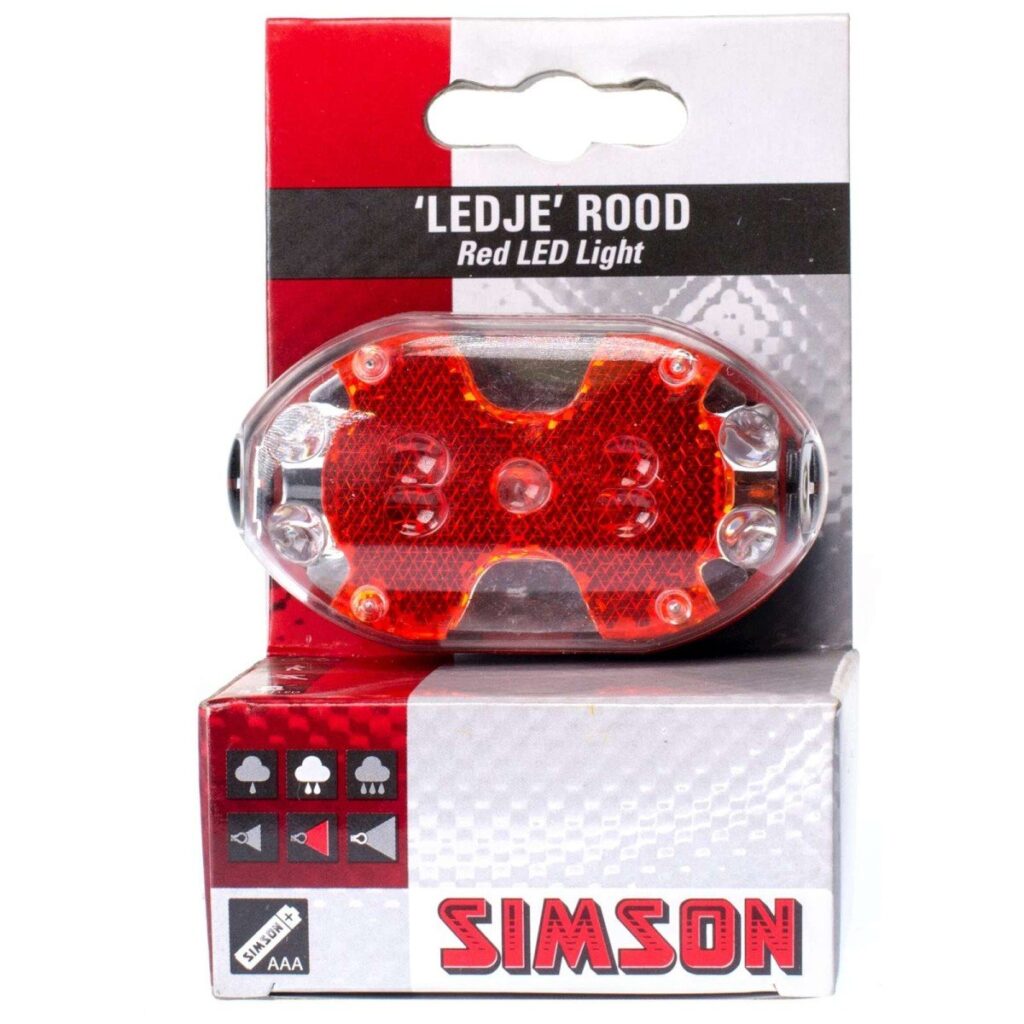 Simson achterlicht 5 led batterij zadelpen