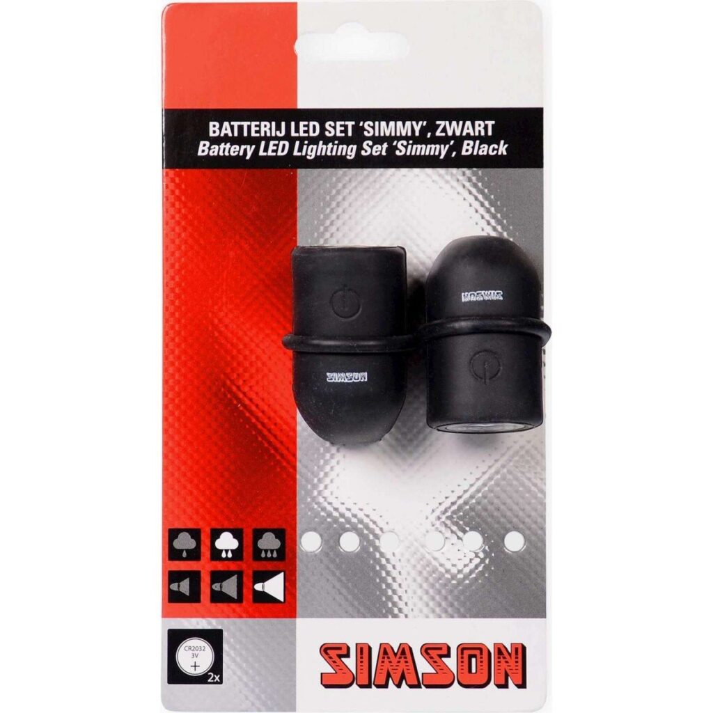 Simson verlichtingsset Simmy batterij zwart